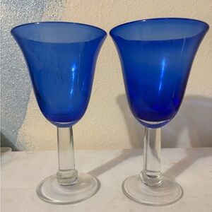 Elegant Cobalt Blue Glass Water Goblet
